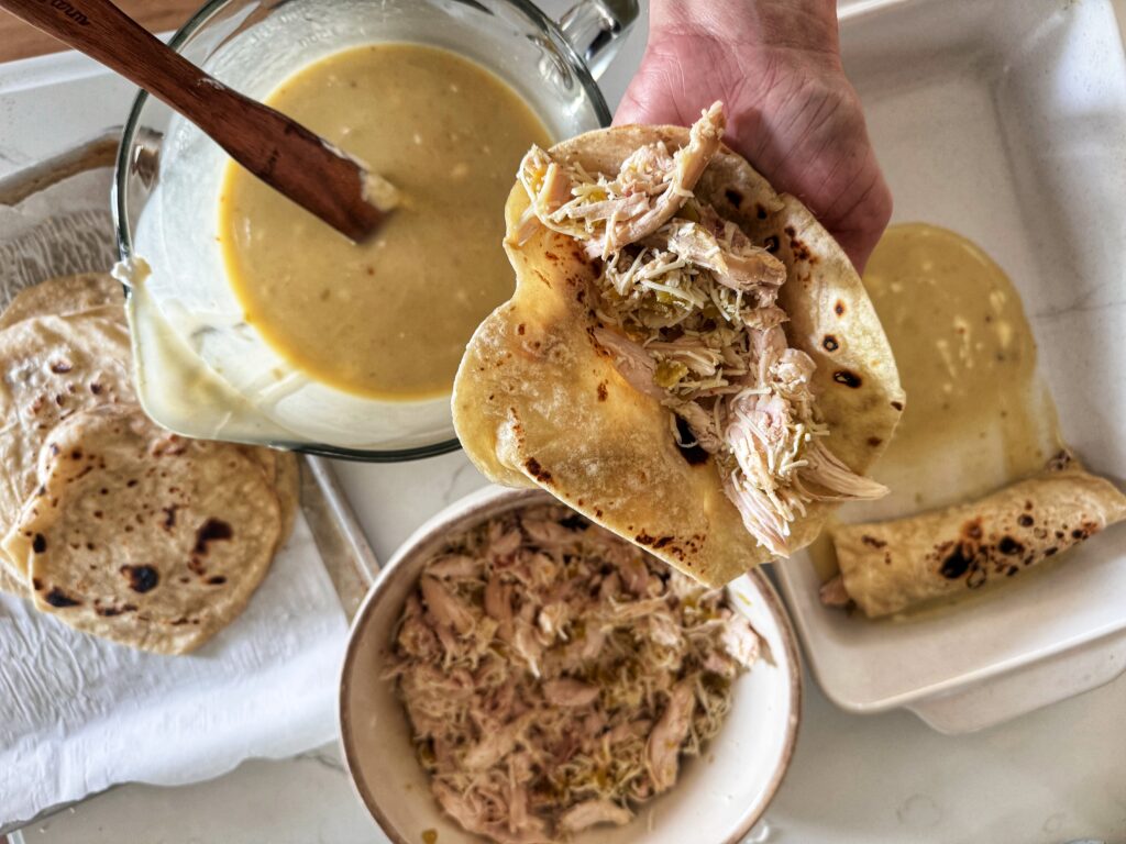 in process enchilada making shot