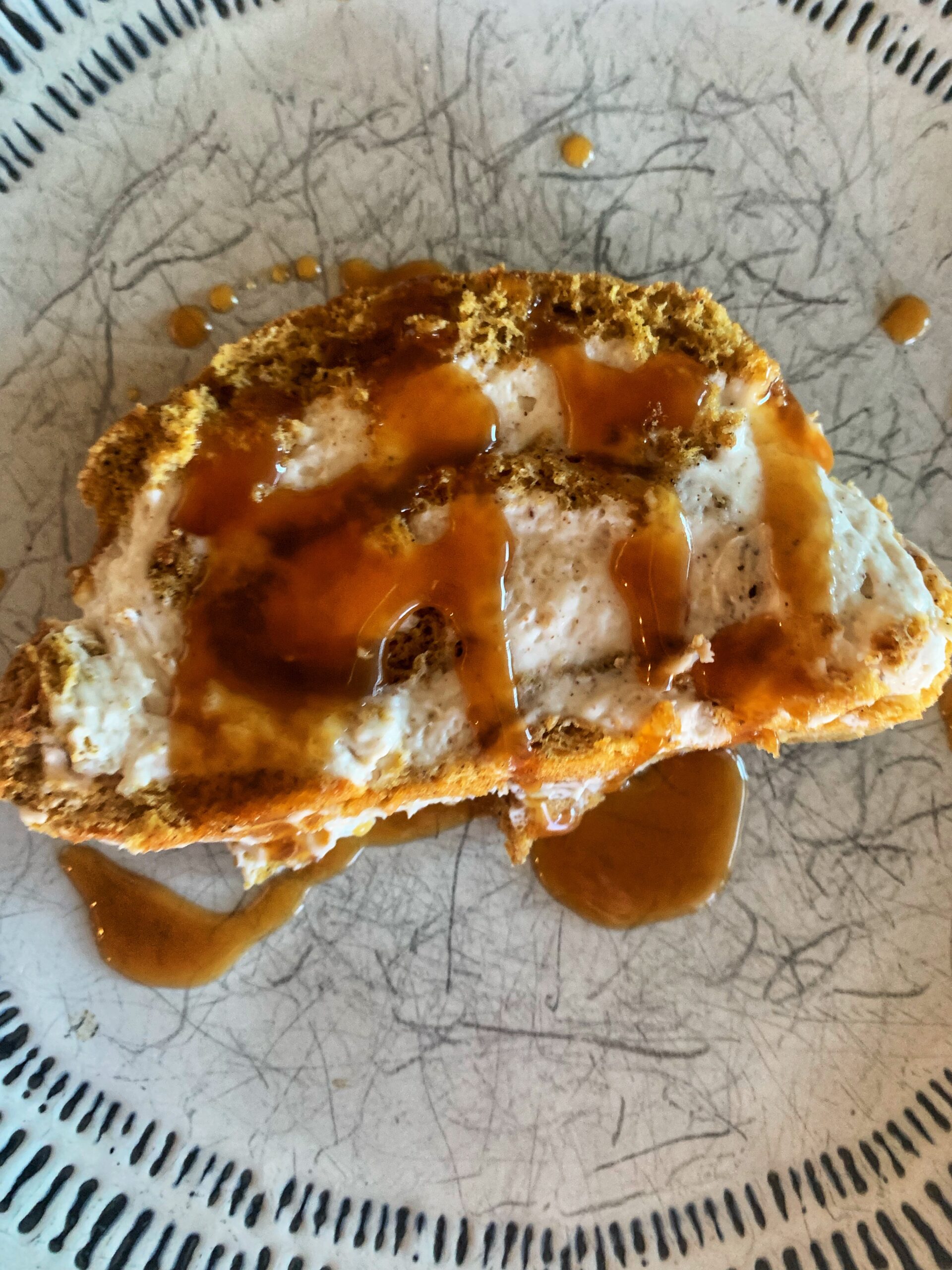 Pumpkin Roll Cake with Rum Caramel Sauce